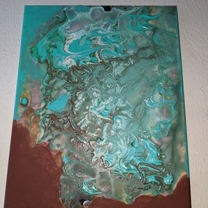 Textured ocean peninsula acrylic painting wall art